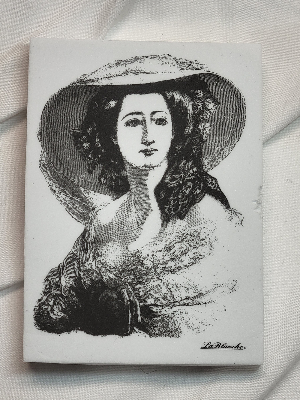 Vintage La Blanche Victorian Lady Portrait Rubber Stamp Large 5.25" x 4"